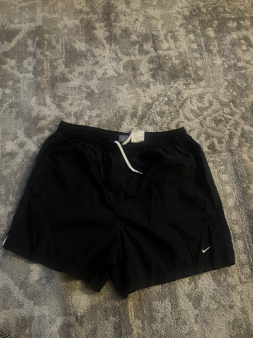 Nike Black Swim Trunks with White Swoosh